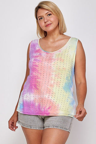 Tie Dye Tank Top With Studded Detail