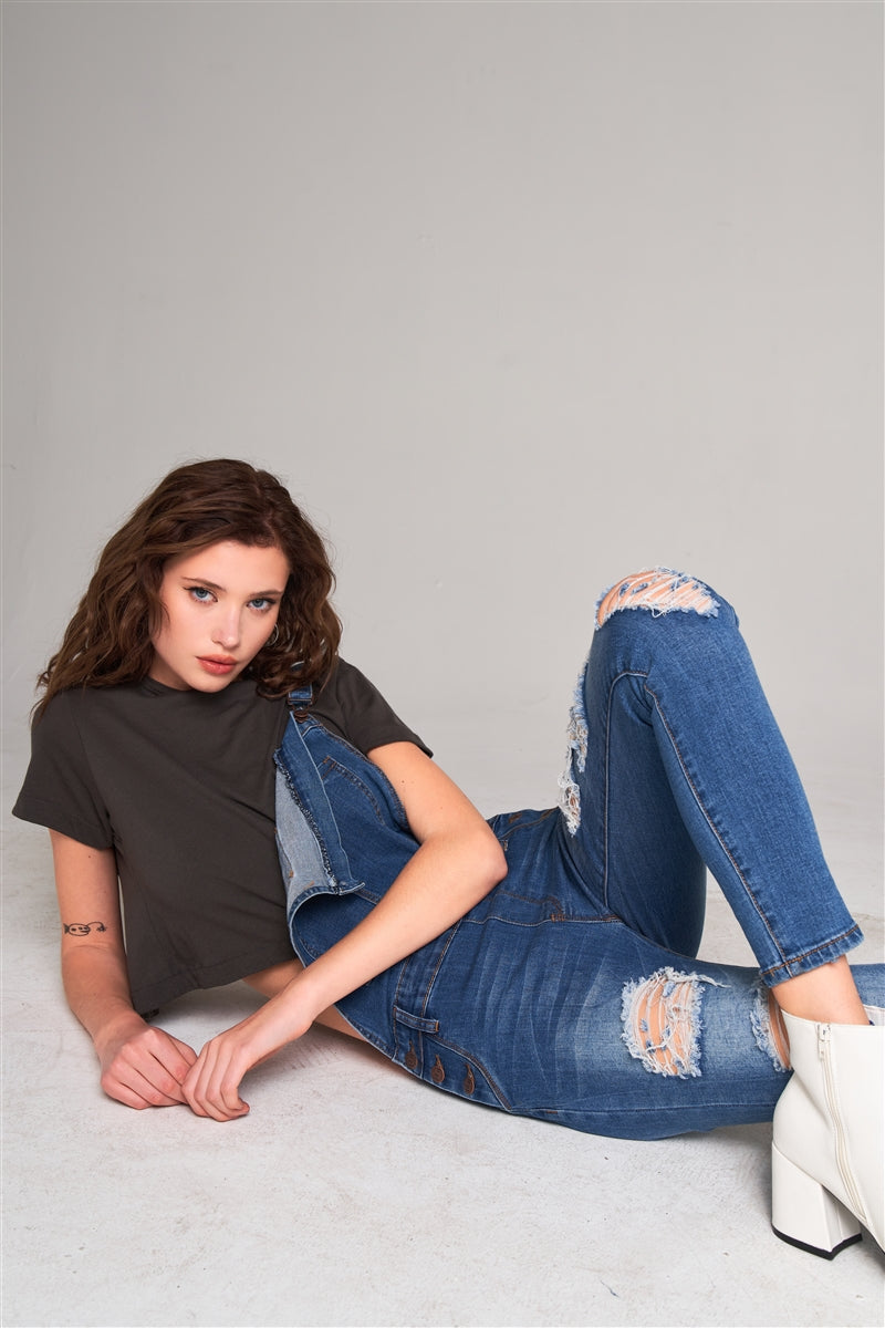 Wash Ripped Denim Overall