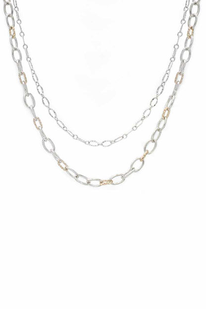 2 Layered Metal Chain Necklace