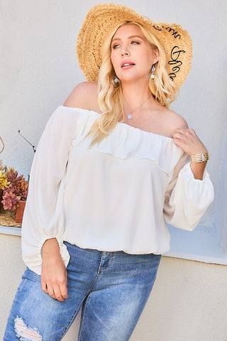 Off Shoulder Ruffle Sleeve Top