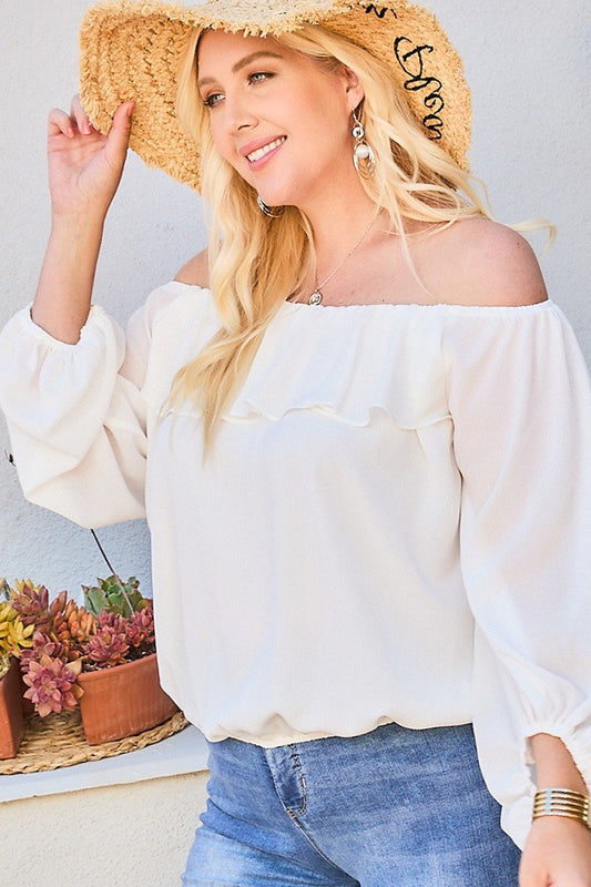 Off Shoulder Ruffle Sleeve Top