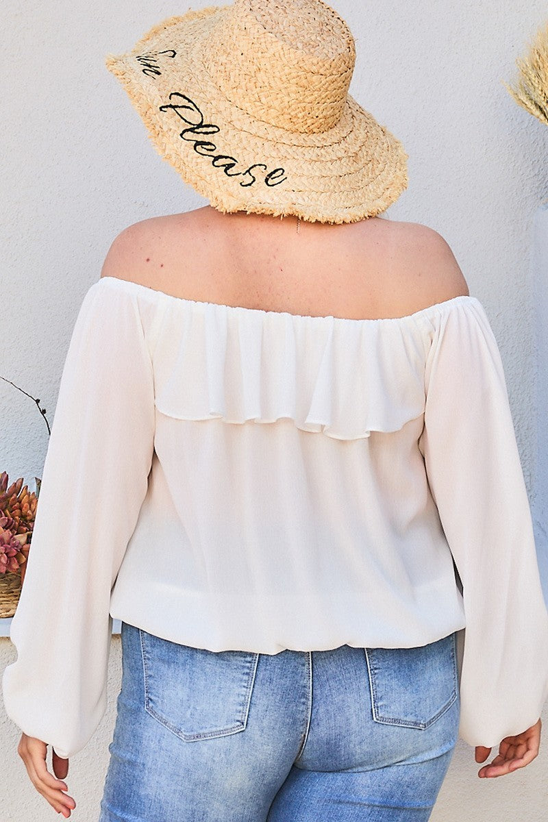 Off Shoulder Ruffle Sleeve Top