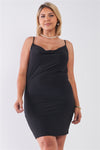 Sleeveless Silky Cowl Neck Cami Mini Dress