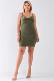 GREEN SLEEVELESS SILKY COWL NECK CAMI MINI DRESS