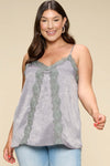 Grey Solid Color Satin Cami