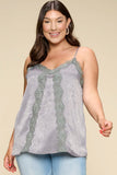 Grey Solid Color Satin Cami