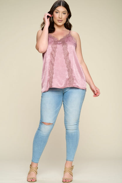 Mauve Solid Color Satin Cami