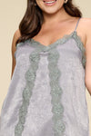 Grey Solid Color Satin Cami