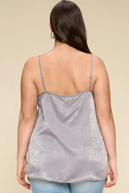 Grey Solid Color Satin Cami