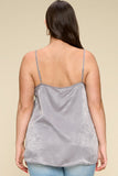 Grey Solid Color Satin Cami