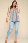 Grey Solid Color Satin Cami