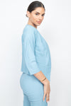 Baby Blue 3/4 Sleeve Blazer & Capri Pants Set
