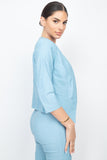 Baby Blue 3/4 Sleeve Blazer & Capri Pants Set