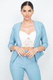 Baby Blue 3/4 Sleeve Blazer & Capri Pants Set