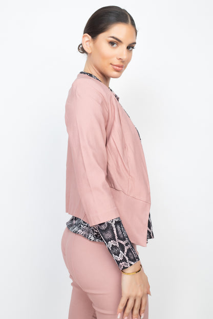 Lilac 3/4 Sleeve Blazer & Capri Pants Set