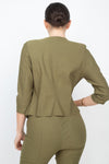 Military Green 3/4 Sleeve Blazer & Capri Pants Set
