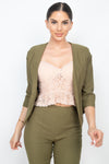 Military Green 3/4 Sleeve Blazer & Capri Pants Set