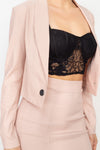 Pink Collared Blazer & Skirt Set
