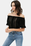 Lace Trim Off The Shoulder Cropped Top