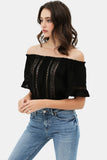Lace Trim Off The Shoulder Cropped Top