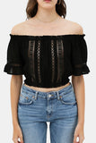Lace Trim Off The Shoulder Cropped Top