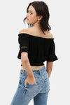 Lace Trim Off The Shoulder Cropped Top