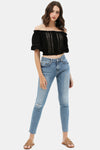 Lace Trim Off The Shoulder Cropped Top