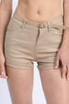 Khaki High Rise 5 Pockets Roll Up Hem Shorts
