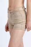 Khaki High Rise 5 Pockets Roll Up Hem Shorts