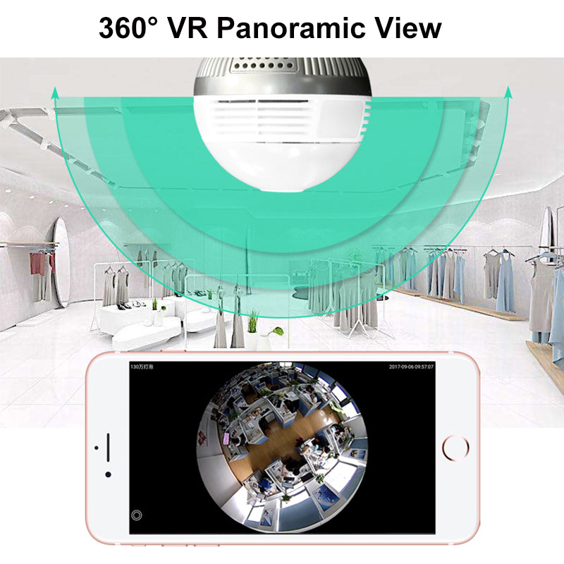 Wifi  Camera Panoramic  Bulb 360 Degree Fisheye Wireless Home Security Video