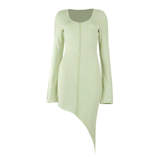 Women Ladies Dress Fashion Casual Sexy Solid Color Bodycon Pagoda Sleeve Women Girls Dresses