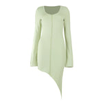 Women Ladies Dress Fashion Casual Sexy Solid Color Bodycon Pagoda Sleeve Women Girls Dresses