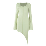 Women Ladies Dress Fashion Casual Sexy Solid Color Bodycon Pagoda Sleeve Women Girls Dresses