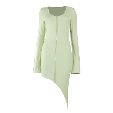 Women Ladies Dress Fashion Casual Sexy Solid Color Bodycon Pagoda Sleeve Women Girls Dresses