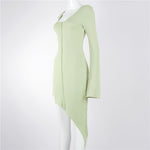 Women Ladies Dress Fashion Casual Sexy Solid Color Bodycon Pagoda Sleeve Women Girls Dresses