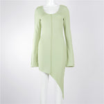 Women Ladies Dress Fashion Casual Sexy Solid Color Bodycon Pagoda Sleeve Women Girls Dresses