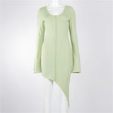 Women Ladies Dress Fashion Casual Sexy Solid Color Bodycon Pagoda Sleeve Women Girls Dresses
