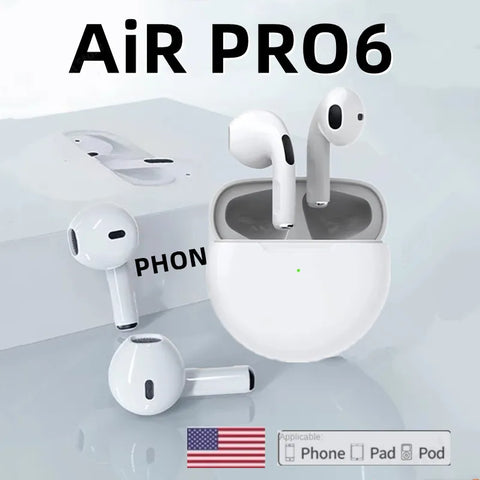 Android & Apple iPhone Headphones - Air Pro 6 TWS Wireless Bluetooth Earphones