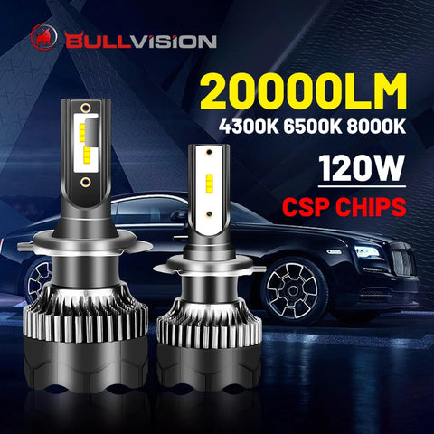 H4 LED Headlight 20000LM CSP Chip LED H7 - 11 120W PTF Ice Bulb Fog Light Bullvision