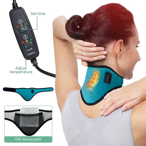 Electric Moxibustion Heating Neck Brace - Cervical Vertebrae Fatigue & Pain Therapy Reliever