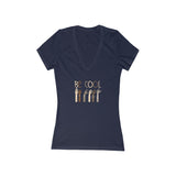 'Be Cool' Jersey Short Sleeve Deep V-Neck Tee