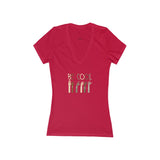'Be Cool' Jersey Short Sleeve Deep V-Neck Tee