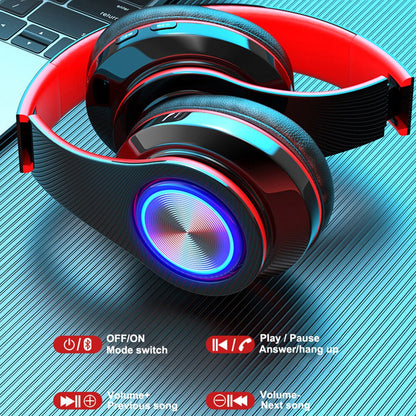 B39 Wireless Bluetooth 5.0 Portable Headphone With Portable Foldable LED Lights