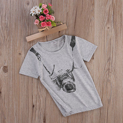 Printed Camera Short Sleeve Cotton T-Shirt
