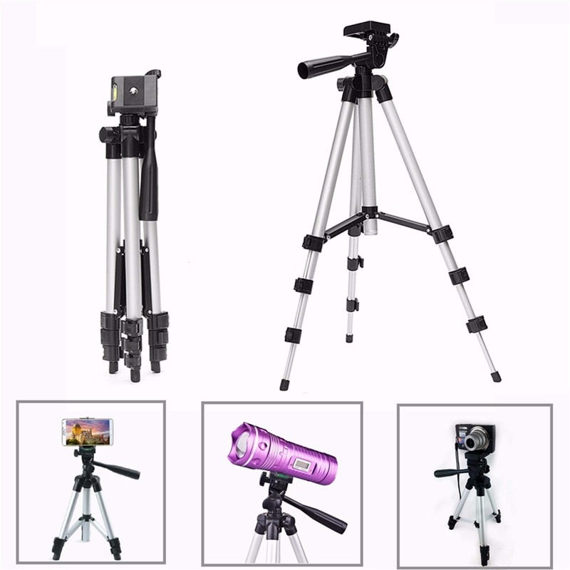 Portable Tripod Stand For Mobile Phone / Camera With Mobile Phone Clip Holder For iPhone & Samsung