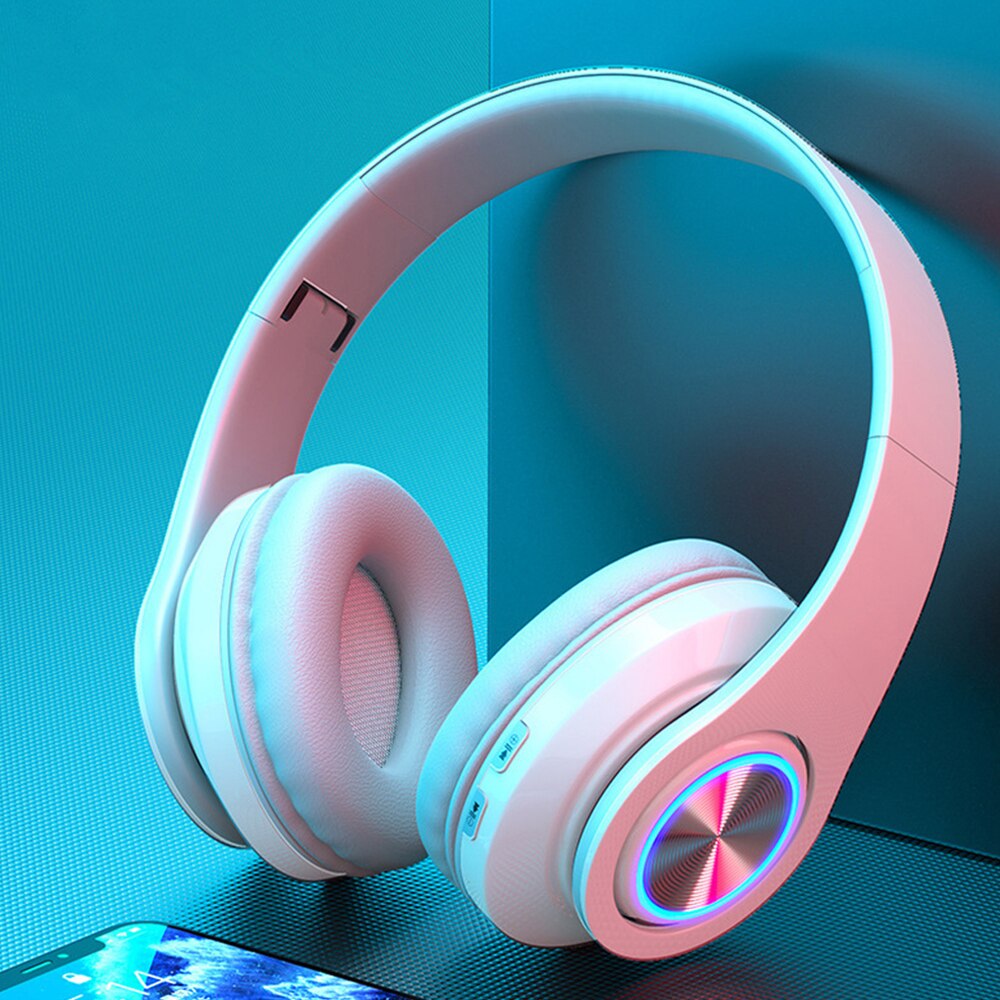 B39 Wireless Bluetooth 5.0 Portable Headphone With Portable Foldable LED Lights