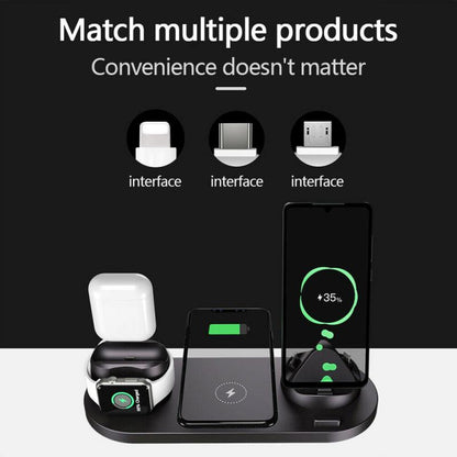 Universal 6-in-1 Wireless Mobile Charging Dock For iPhone & Samsung