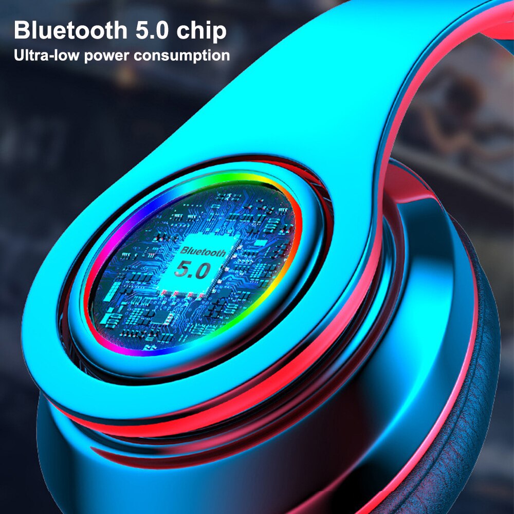 B39 Wireless Bluetooth 5.0 Portable Headphone With Portable Foldable LED Lights
