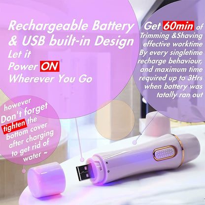 4 in1 Shaver Trimmer Rechargeable Painless Eyebrow Leg Body Trimmer For Ladies