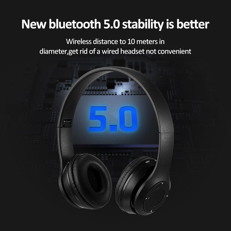 B39 Wireless Bluetooth 5.0 Portable Headphone With Portable Foldable LED Lights